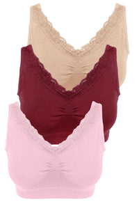 Lace Minimiser Wire Free Bra - 3 Pack