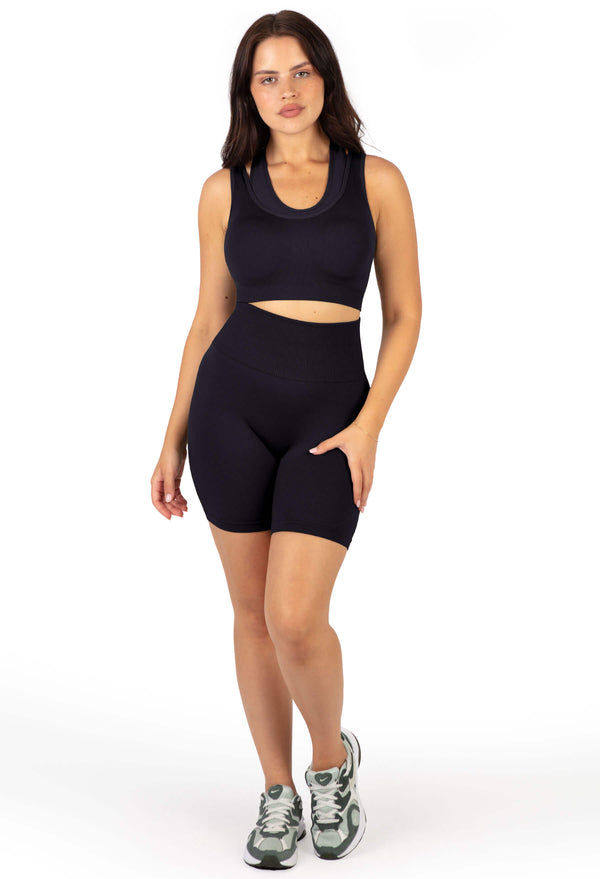 Plus Size Triple-layer Support Racer & High Waist Midi Biker Shorts