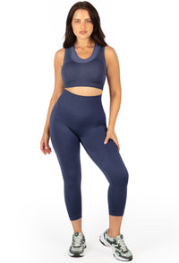 Plus Size Sports Bra - Triple-layer Support Racer & High Waist 3/4 Capri Leggings