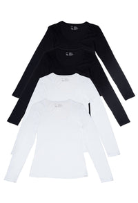 Superfine 100% Cotton Long Sleeve Top - 4 Pack