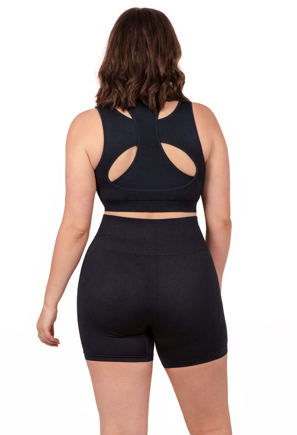 Plus Size Triple-layer Support Racer & High Waist Midi Biker Shorts