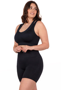 Plus Size Seamless High Waist Midi Biker Shorts