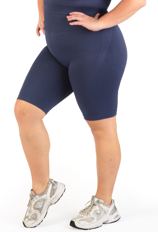 Plus Size Square Neck Short Sleeve Crop Top & High Waist Long Biker Shorts