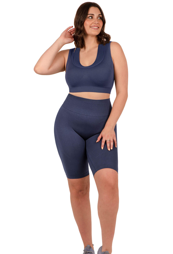 Plus Size Seamless High Waist Long Biker Shorts