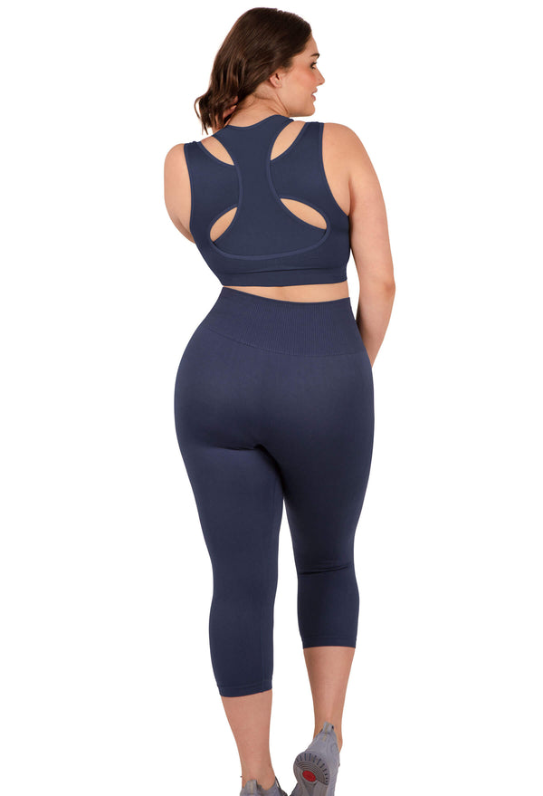 Plus Size Seamless High Waist 3/4 Capri Leggings
