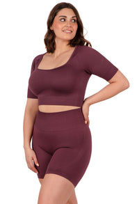 Plus Size Seamless High Waist Midi Biker Shorts