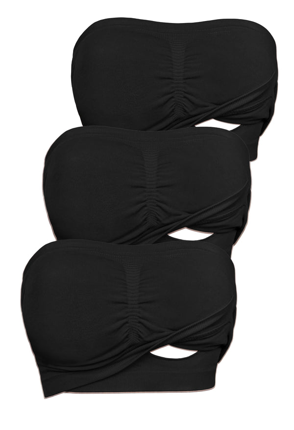 Full Bust Bamboo Strapless Maternity & Nursing Wire Free Bra - 3 Pack