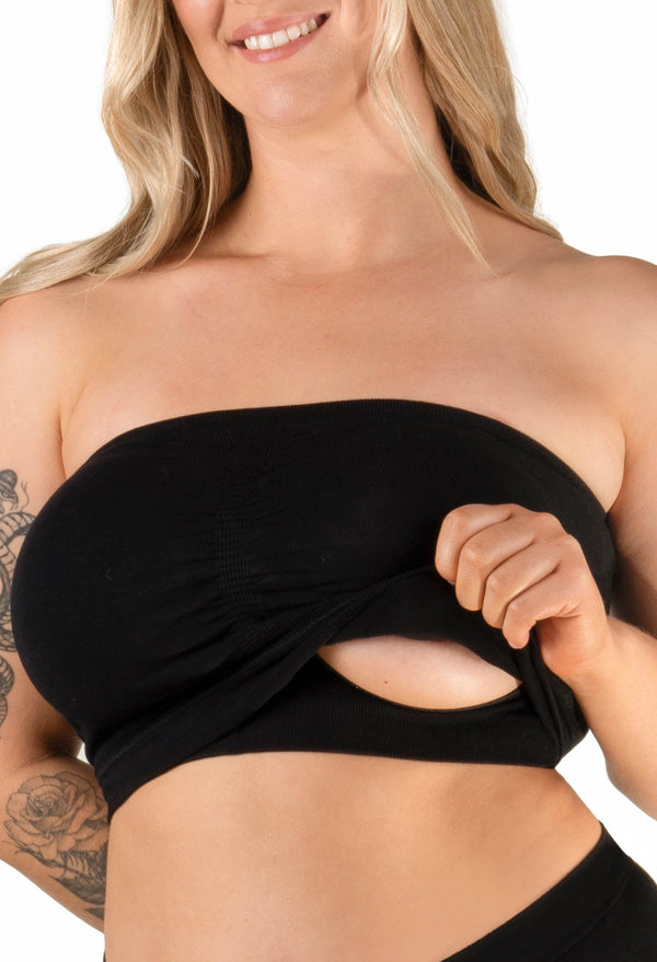 Full Bust Bamboo Strapless Maternity & Nursing Wire Free Bra - 3 Pack