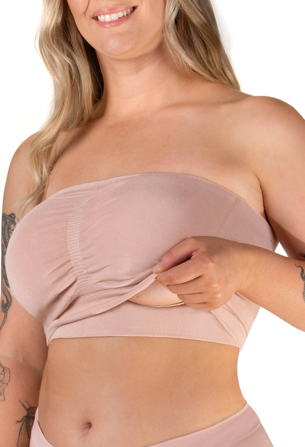 Full Bust Bamboo Strapless Maternity & Nursing Wire Free Bra