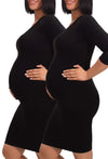 Maternity Bamboo 3/4 Sleeve Bodycon Dress - 2 Pack