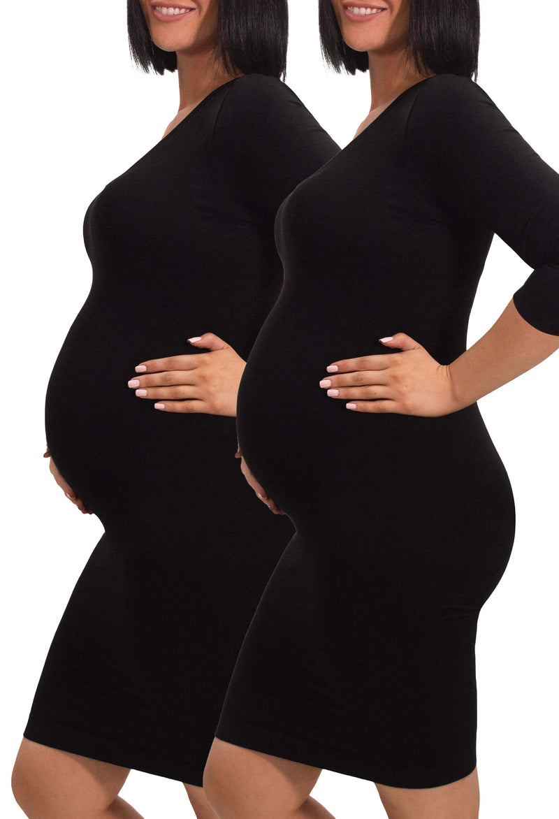 Maternity Bamboo 3/4 Sleeve Bodycon Dress - 2 Pack