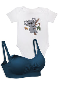 Bamboo Nursing Bra & 100% Organic Cotton Baby Bodysuit | 2 Pack | SAVE $10
