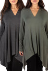 Bamboo V Neck Tunic Top - 2 Pack