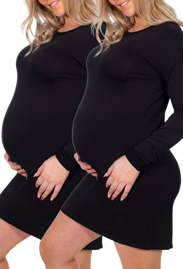 Maternity Bamboo Long Sleeve Pyjama - 2 Pack