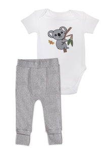 100% Organic Cotton Set - Short Sleeve Baby Bodysuit and Baby Pants | SAVE $10