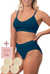 Pacific Blue Bamboo Bra + High Cut Set With FREE Nipple Covers