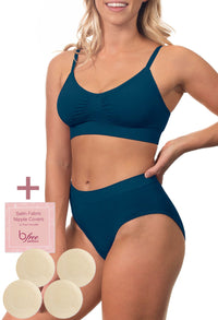 Pacific Blue Bamboo Bra + High Cut Set With FREE Nipple Covers