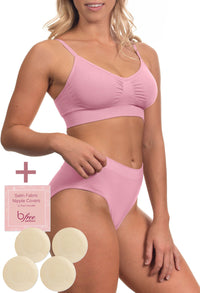 Lilac Snow Bamboo Bra + High Cut Set With FREE Nipple Covers