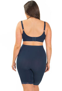 Anti Chafing High Rise Long Cotton Rich Shorts | Pacific Blue