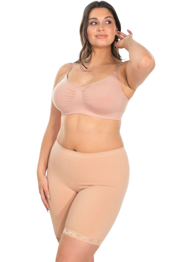 Anti Chafing Lace Midi Cotton Shorts - Seconds Sale