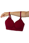 Burgundy Bamboo Padded Wire Free Bra and High Cut Brief Set