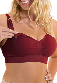 Burgundy Bamboo Nursing Bra + High Cut Undies Set With FREE Eco-Friendly Reusable Nursing Pads