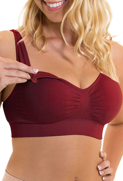 Burgundy Bamboo Nursing Bra + High Cut Undies Set With FREE Eco-Friendly Reusable Nursing Pads
