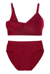 Burgundy Bamboo Nursing Bra + High Cut Undies Set With FREE Eco-Friendly Reusable Nursing Pads