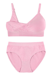 Lilac Snow Bamboo Nursing Bra + High Cut Undies Set With FREE Eco-Friendly Reusable Nursing Pads