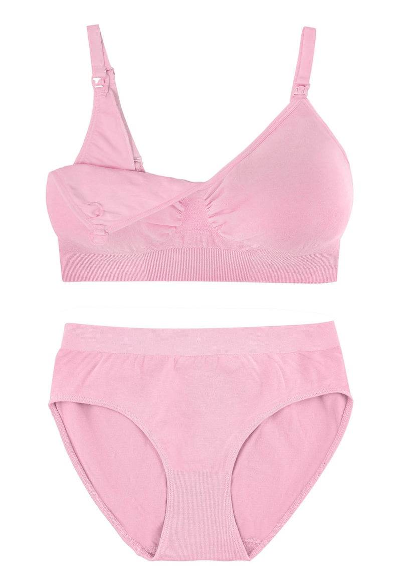 Lilac Snow Bamboo Nursing Bra + High Cut Undies Set With FREE Eco-Friendly Reusable Nursing Pads