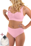 Lilac Snow Bamboo Nursing Bra + High Cut Undies Set With FREE Eco-Friendly Reusable Nursing Pads