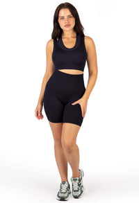 Plus Size Triple-layer Support Racer & High Waist Midi Biker Shorts