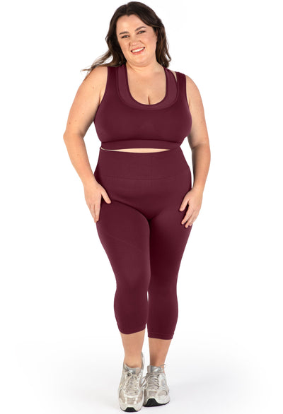 Plus Size Seamless High Waist 3/4 Capri Leggings