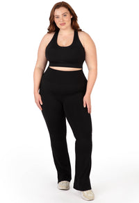 Long Line Mesh Racer Back Sports Bra & Flare Leggings Set