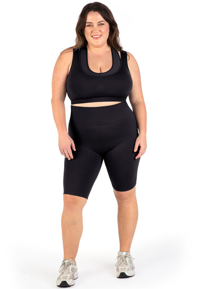 Plus Size Seamless High Waist Long Biker Shorts