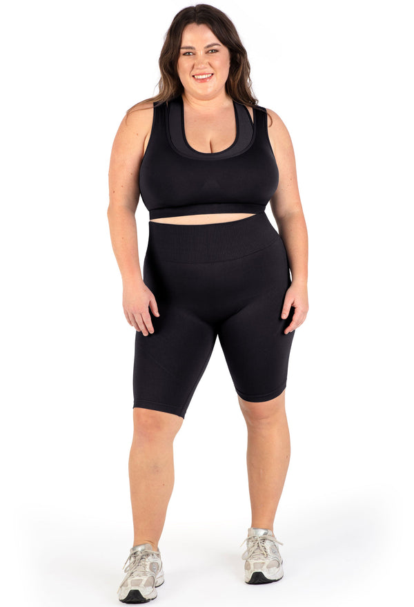 Plus Size Seamless High Waist Long Biker Shorts