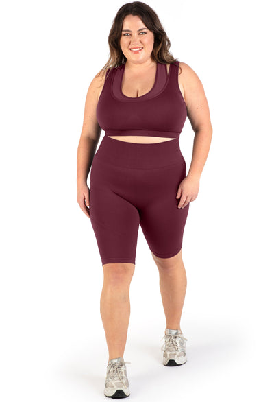 Plus Size Seamless High Waist Long Biker Shorts