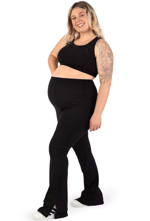 Maternity Flare Leggings | High Waisted & Pet Hair Resistant - 2 Pack