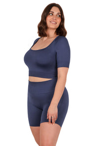 Plus Size Seamless High Waist Midi Biker Shorts