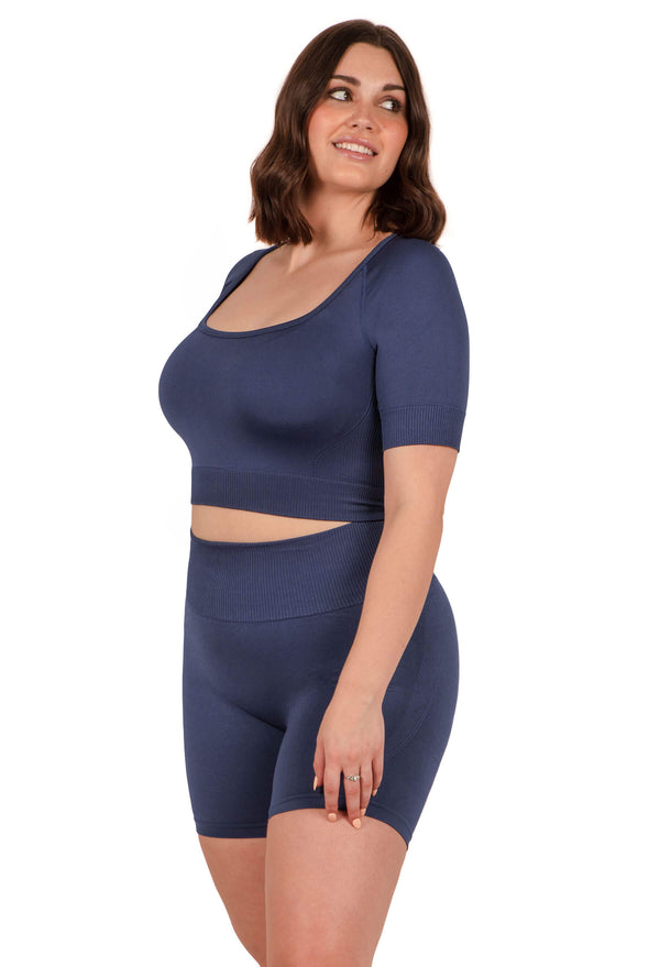 Plus Size Seamless High Waist Midi Biker Shorts