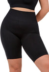Plus Size Square Neck Short Sleeve Crop Top & High Waist Long Biker Shorts