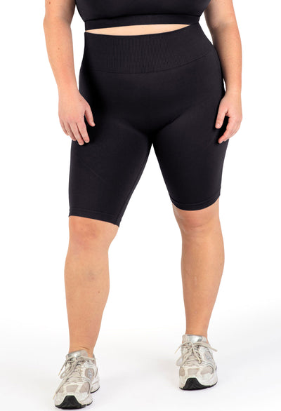 Plus Size Square Neck Short Sleeve Crop Top & High Waist Long Biker Shorts