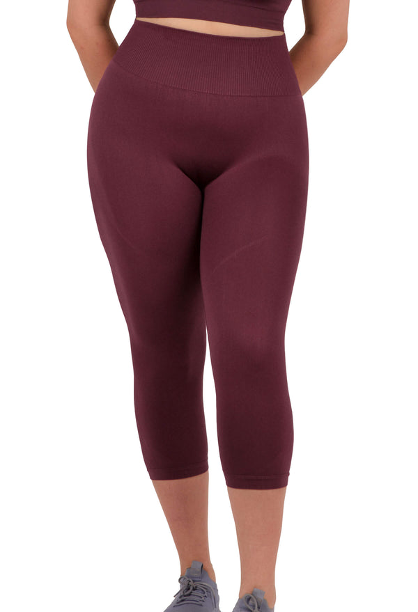 Plus Size Seamless High Waist 3/4 Capri Leggings