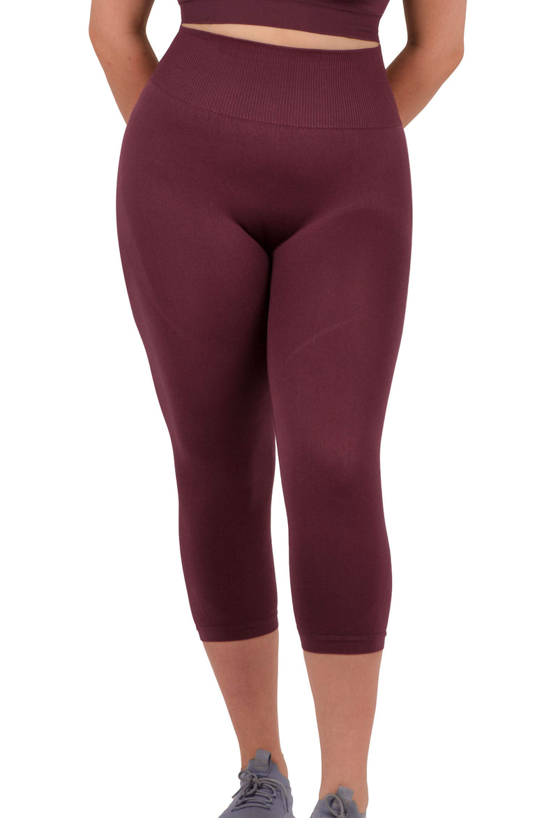Plus Size Seamless High Waist 3/4 Capri Leggings