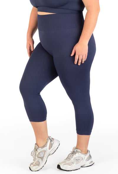 Plus Size Seamless High Waist 3/4 Capri Leggings