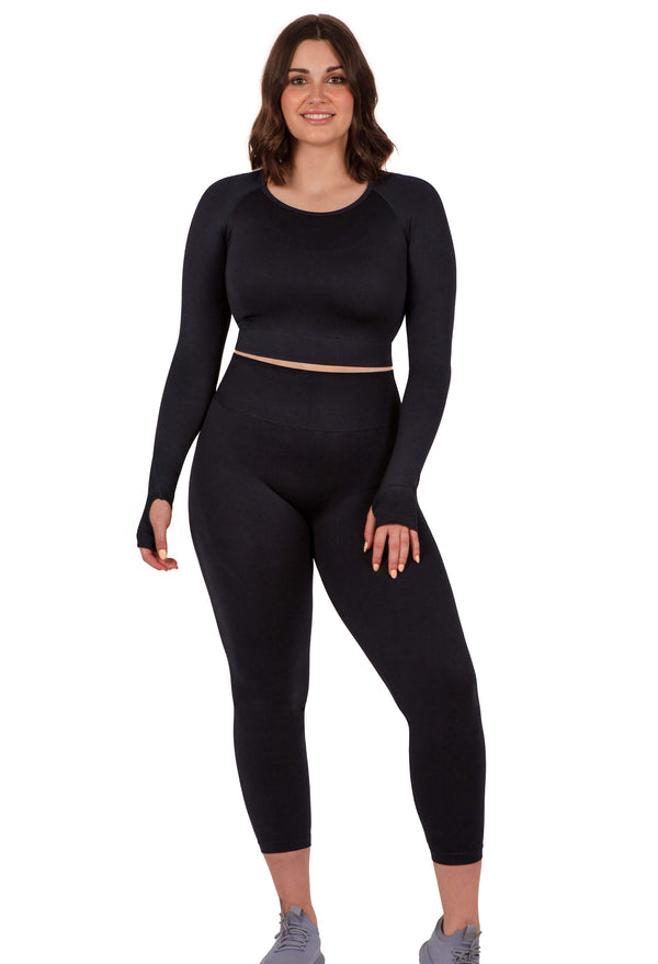 Plus Size Seamless High Waist 3/4 Capri Leggings