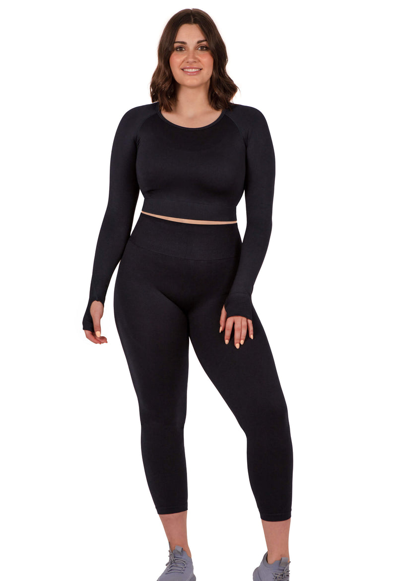 Plus Size Seamless High Waist 3/4 Capri Leggings