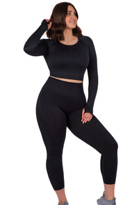Plus Size Seamless High Waist 3/4 Capri Leggings