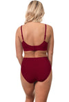 Burgundy Bamboo Padded Wire Free Bra and High Cut Brief Set