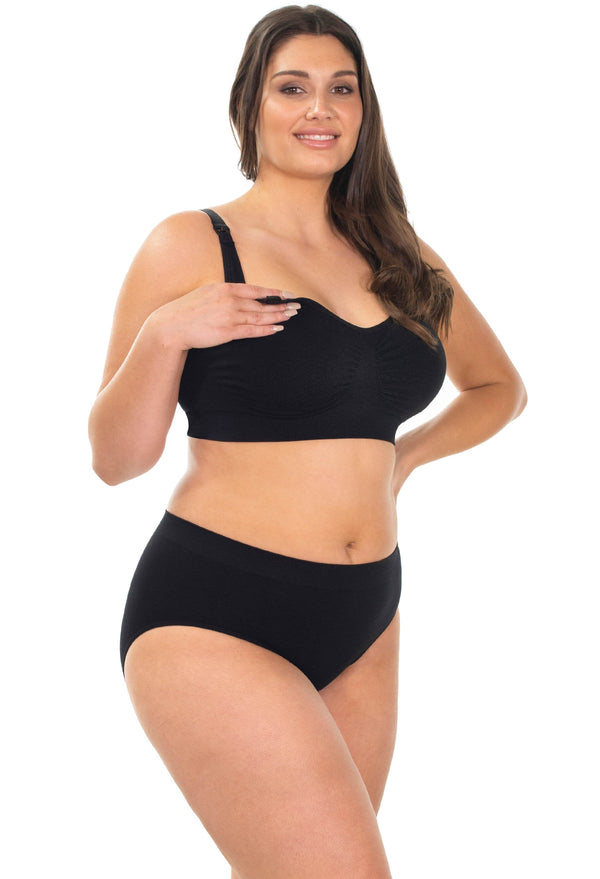 Bamboo Nursing Bra + High Cut Undies Black Set